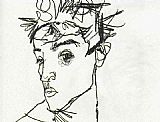 Egon Schiele Self Portrait painting